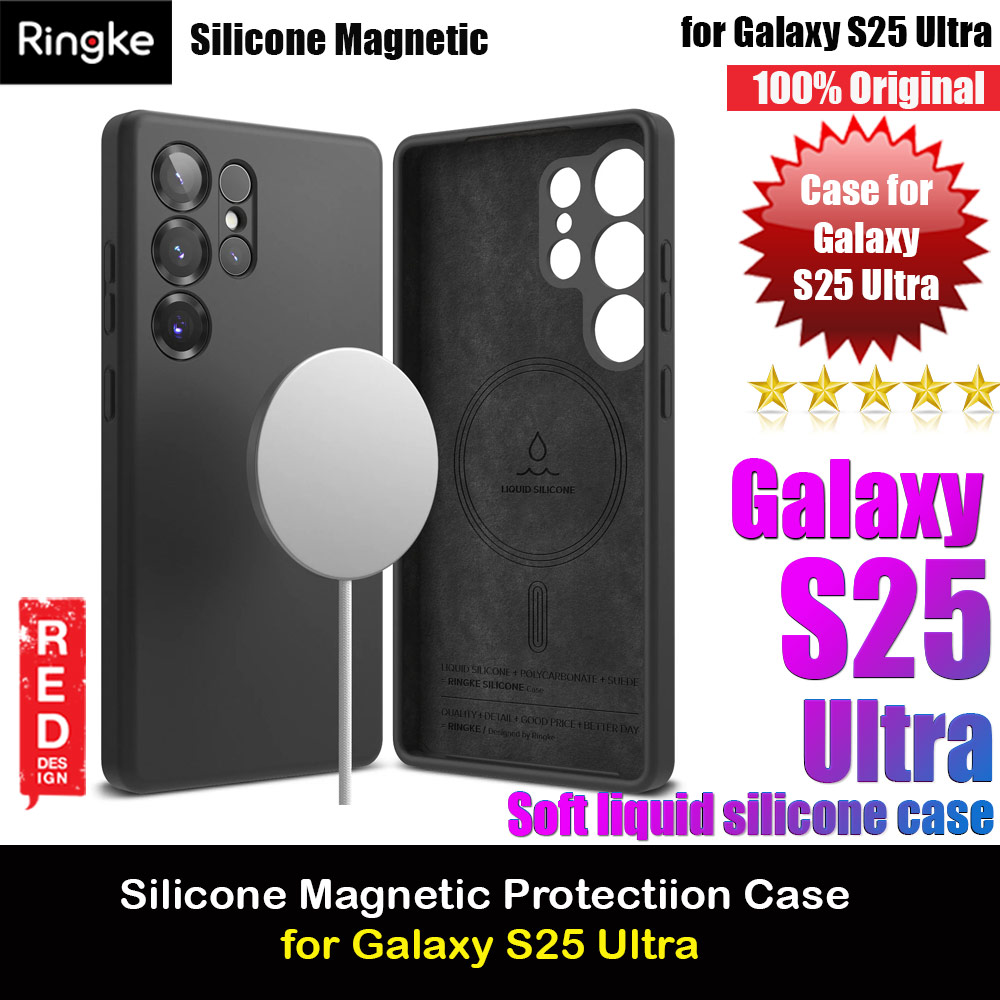 Ringke Soft Liquid Silicone Case with Magnetic Ring Protection Case for Samsung Galaxy S25 Ultra (Black)