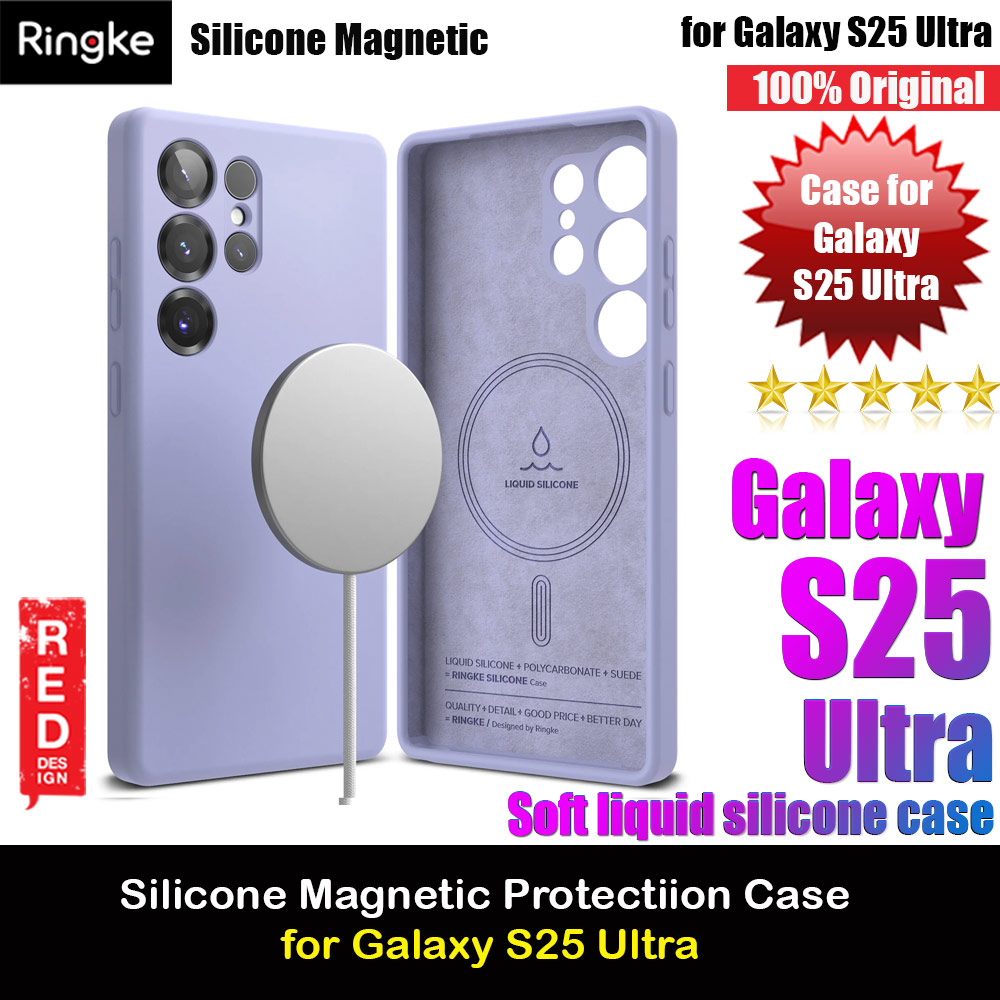 Ringke Soft Liquid Silicone Case with Magnetic Ring Protection Case for Samsung Galaxy S25 Ultra (Lavender)