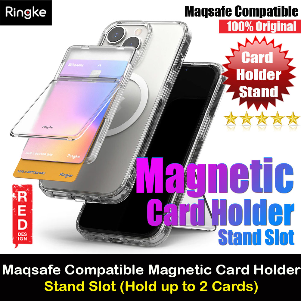 Ringke Card Holder Magnetic Stand Slot Magsafe Compatible Hold up to 2 Cards for iPhone 13 Pro Max 14 Pro Max (Clear Mist)