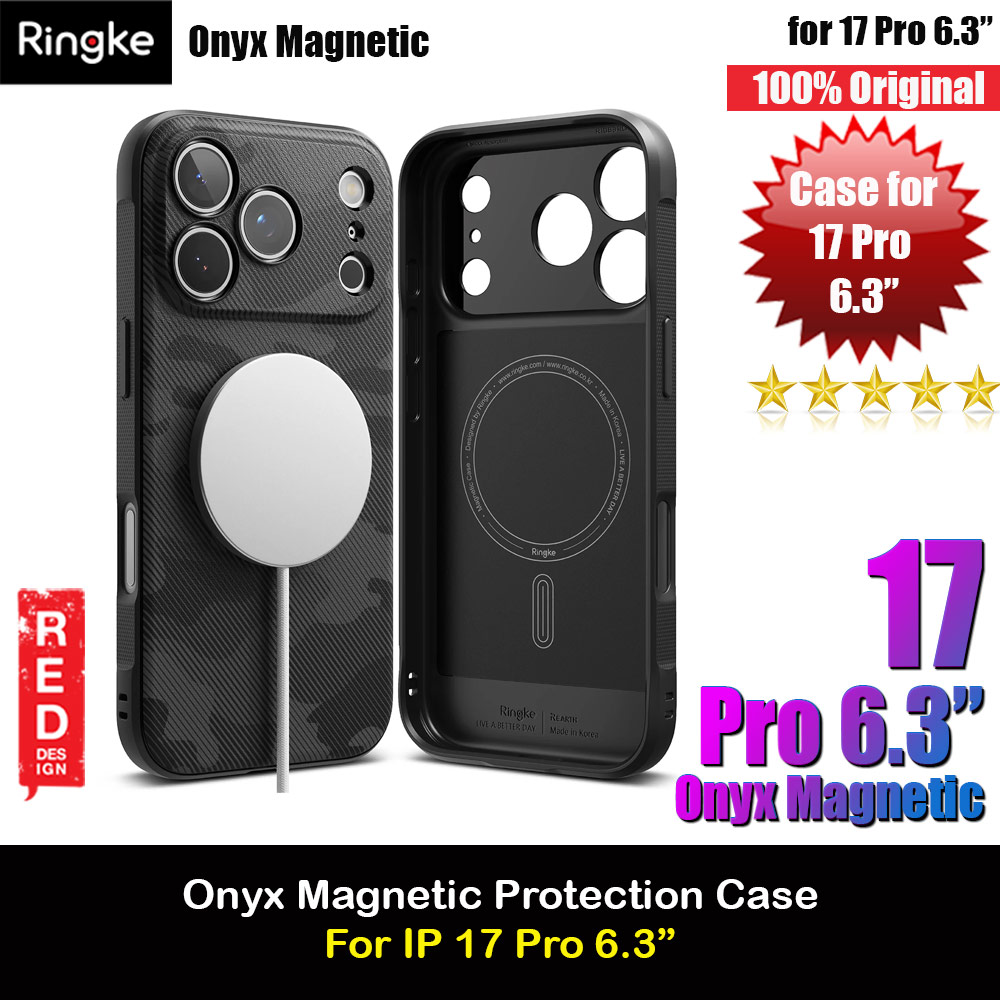 Ringke Onyx Magnetic TPU Anti Finger Print Anti Slip Drop Protection Case for iPhone 17 Pro 6.3 (Camo Black)