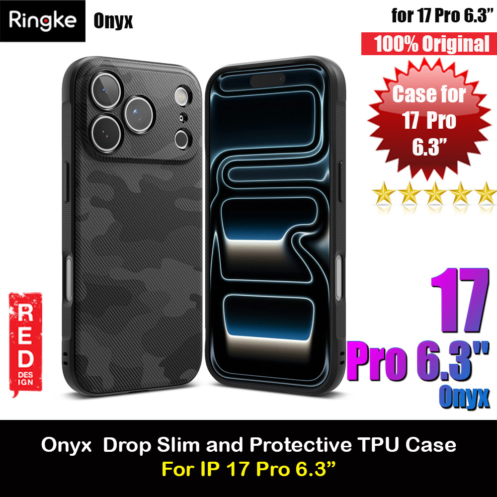 Ringke Onyx Design TPU Anti Finger Print Anti Slip Drop Protection Case for iPhone 17 Pro 6.3 (Camo Black)
