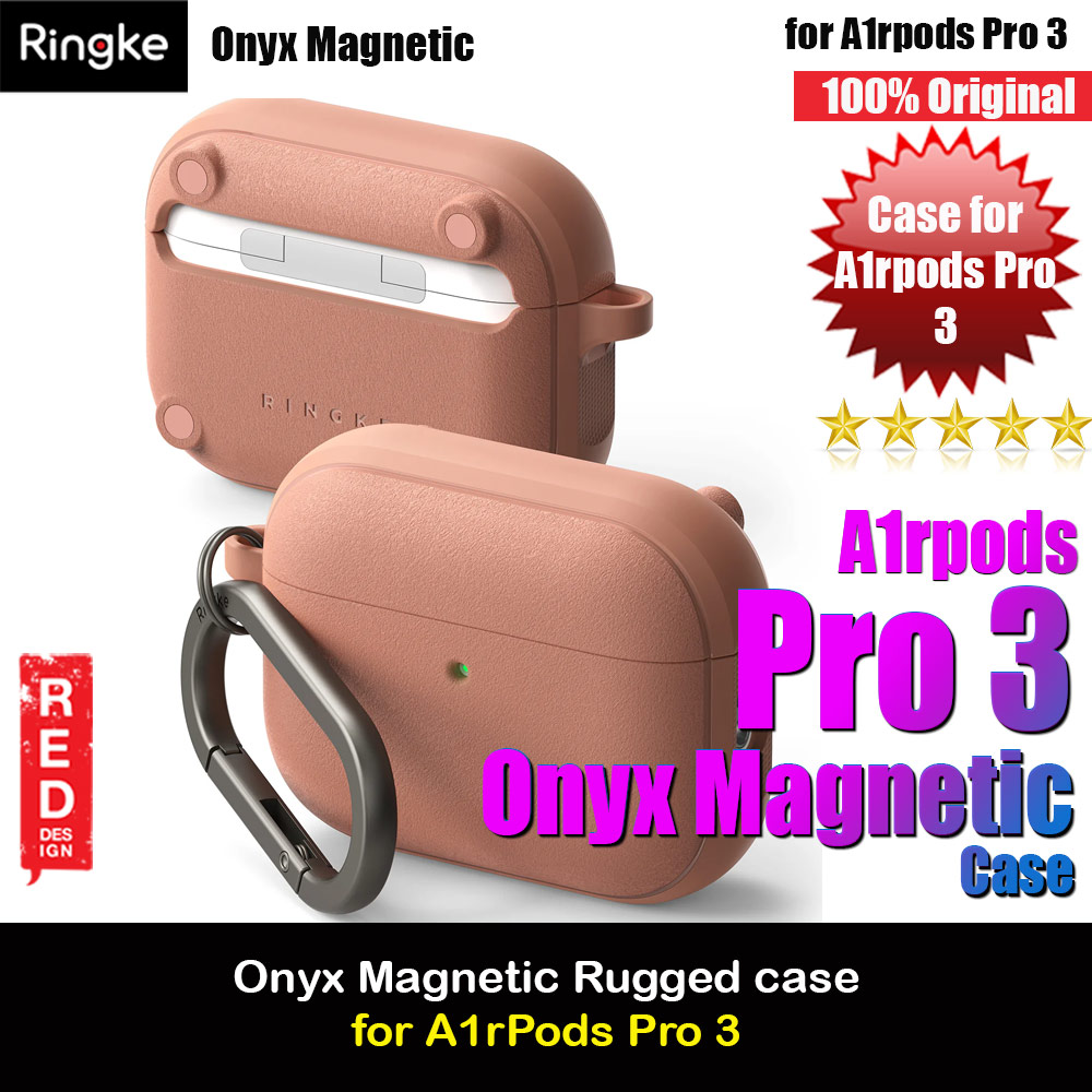 Ringke Onyx Magnetic Protective Protection Rugged Case with Carabiner for Apple Airpods Pro 3 (Constant Coral)
