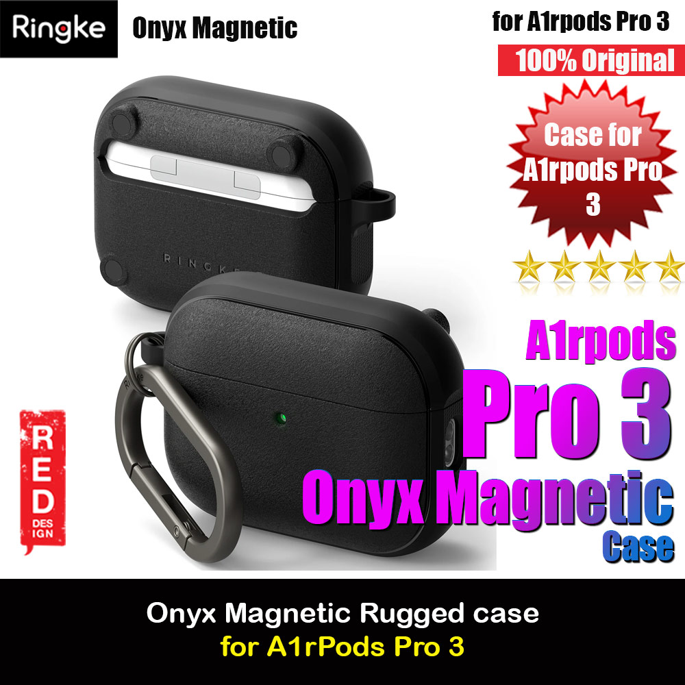 Ringke Onyx Magnetic Protective Protection Rugged Case with Carabiner for Apple Airpods Pro 3 (Black)