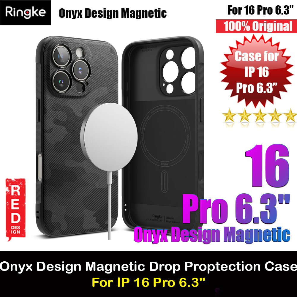 Ringke Onyx Magnetic Tough Heavy Duty Slim Light Drop Protection Case for Apple iPhone 16 Pro 6.3 (Camo Black)