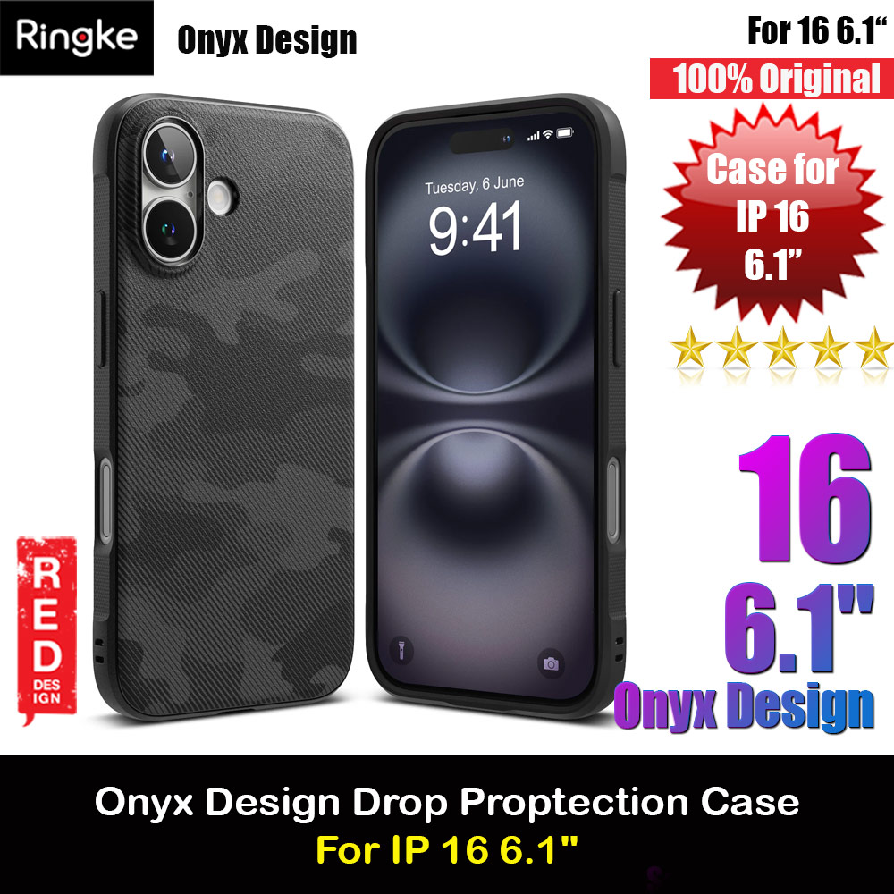 Ringke Onyx Design Tough Heavy Duty Slim Light Drop Protection Case for Apple iPhone 16 6.1 (Camo Black)