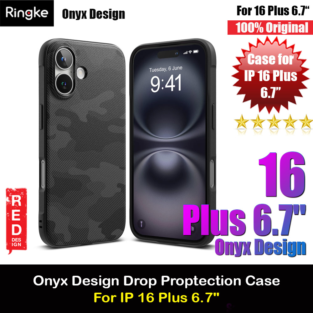 Ringke Onyx Design Tough Heavy Duty Slim Light Drop Protection Case for Apple iPhone 16 Plus 6.7 (Camo Black)