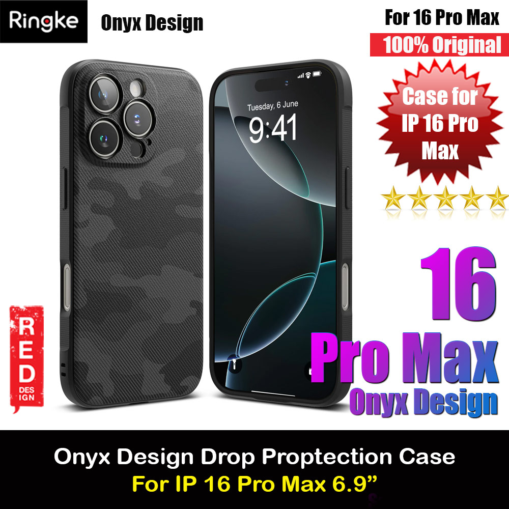 Ringke Onyx Design Tough Heavy Duty Slim Light Drop Protection Case for Apple iPhone 16 Pro Max 6.9 (Camo Black)