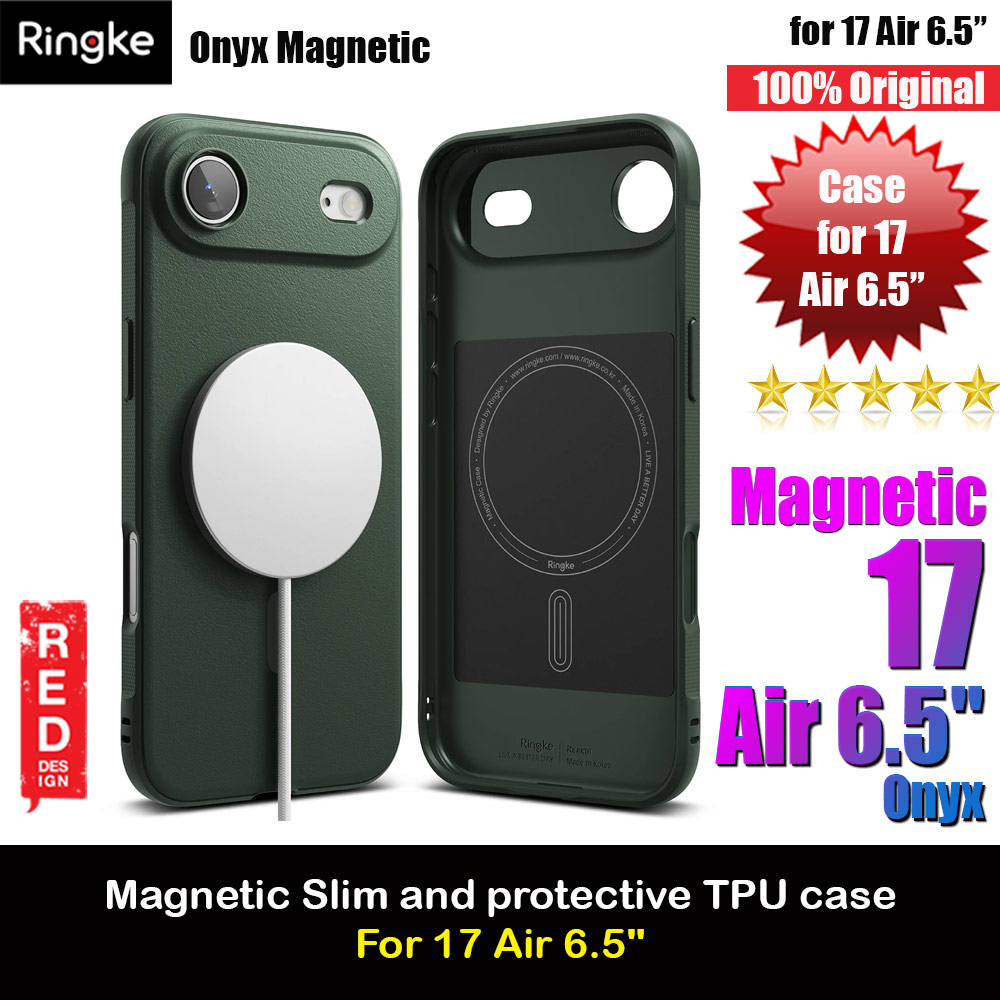 Ringke Onyx Magnetic TPU Anti Finger Print Anti Slip Drop Protection Case for iPhone Air 6.5 (Dark Green)