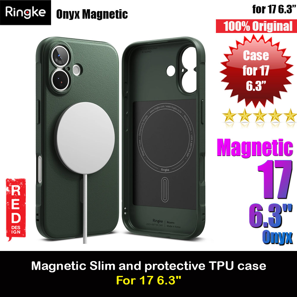 Ringke Onyx Magnetic TPU Anti Finger Print Anti Slip Drop Protection Case for iPhone 17 6.3 (Dark Green)