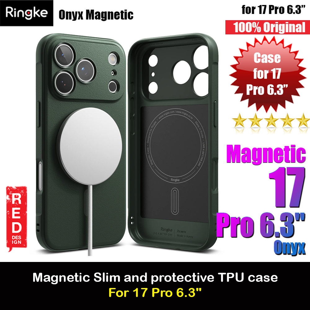Ringke Onyx Magnetic TPU Anti Finger Print Anti Slip Drop Protection Case for iPhone 17 Pro 6.3 (Dark Green)