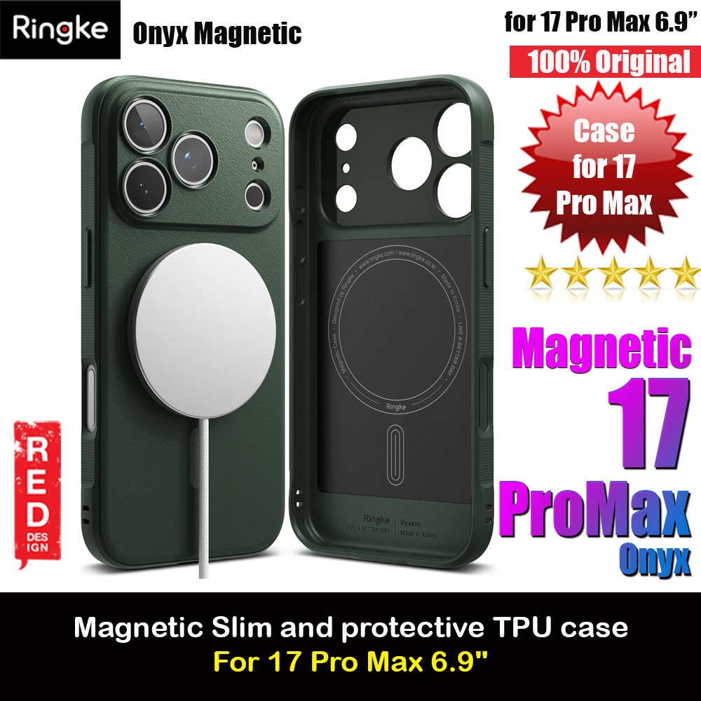 Ringke Onyx Magnetic TPU Anti Finger Print Anti Slip Drop Protection Case for iPhone 17 Pro Max 6.9 (Dark Green)