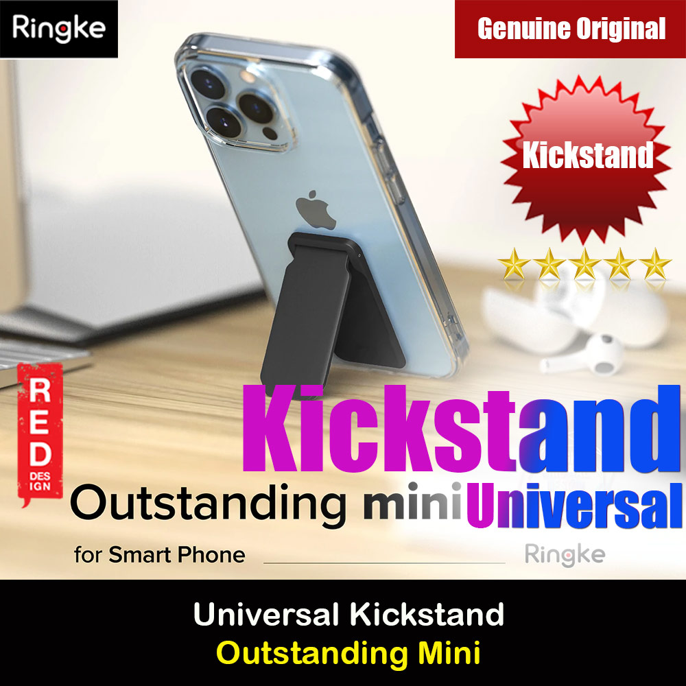 Ringke Outstanding Mini Universal Kickstand Stick On Phone Stand for Smartphone (Black)