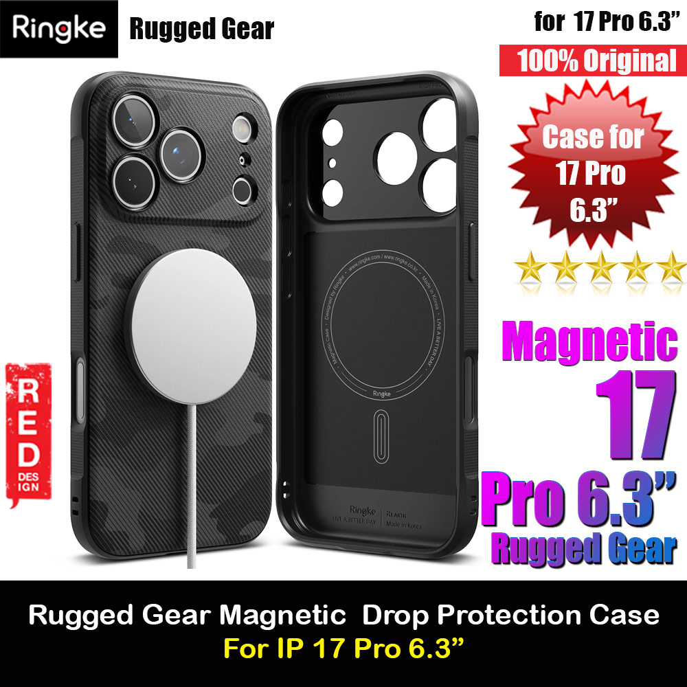 Ringke Rugged Gear Magnetic Compatible Drop Protection Case for iPhone 17 Pro 6.3 (Camo Black)