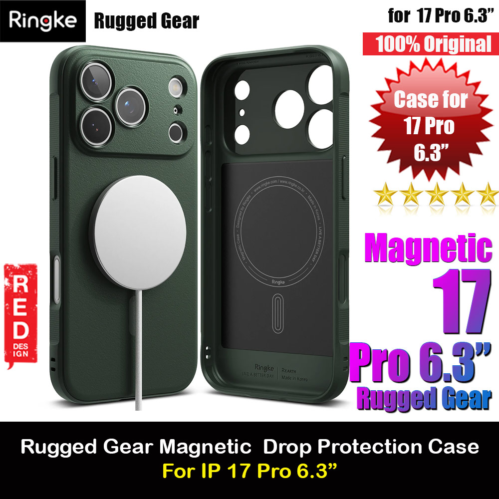 Ringke Rugged Gear Magnetic Compatible Drop Protection Case for iPhone 17 Pro 6.3 (Dark Green)