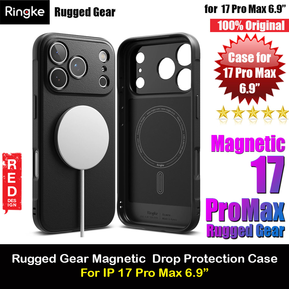 Ringke Rugged Gear Magnetic Compatible Drop Protection Case for iPhone 17 Pro Max 6.9 (Black)