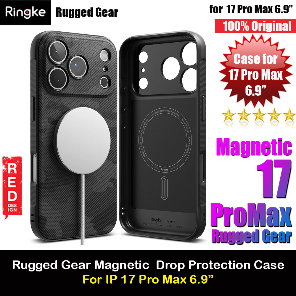 Ringke Rugged Gear Magnetic Compatible Drop Protection Case for iPhone 17 Pro Max 6.9 (Black Camo)