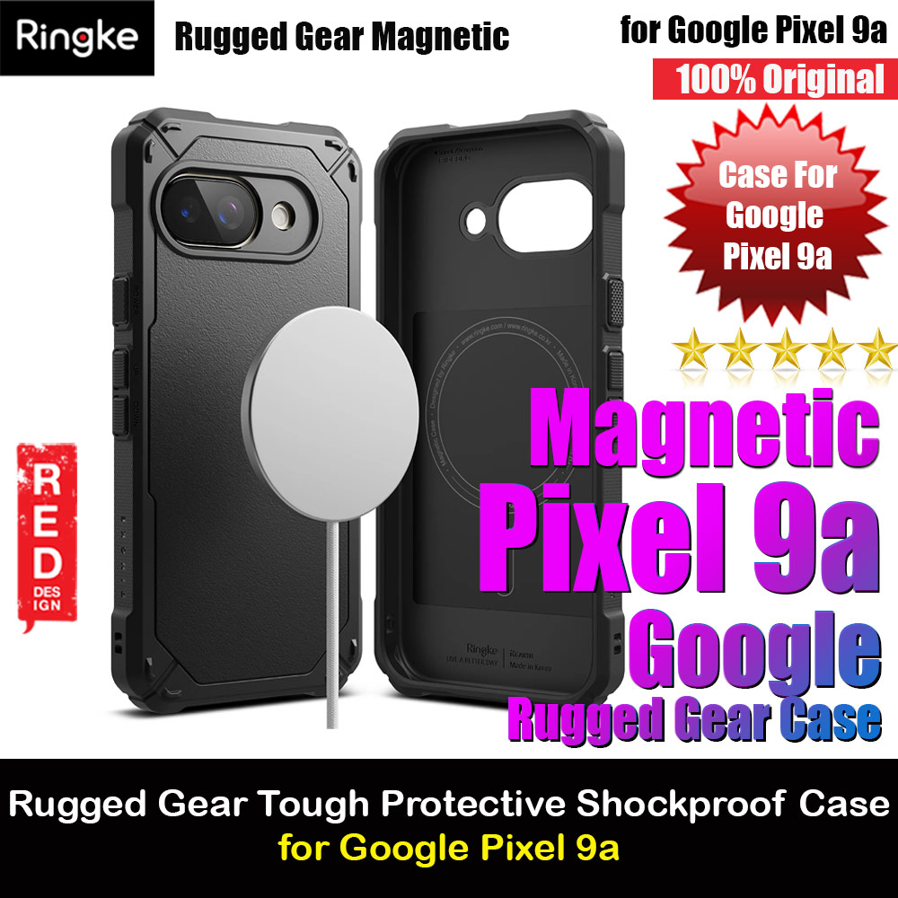 Ringke Rugged Gear Magnetic Tough ShockProof Drop Protection Case for Google Pixel 9a (Black)