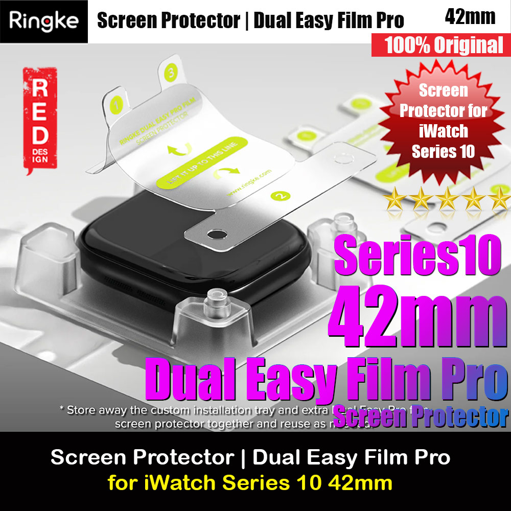 Ringke Screen Protector Dual Easy Film Pro High Quality EPU Self Healing Anti Finger Print Soft Screen Protector for Apple Watch Series 10 42mm (Clear) 2pcs