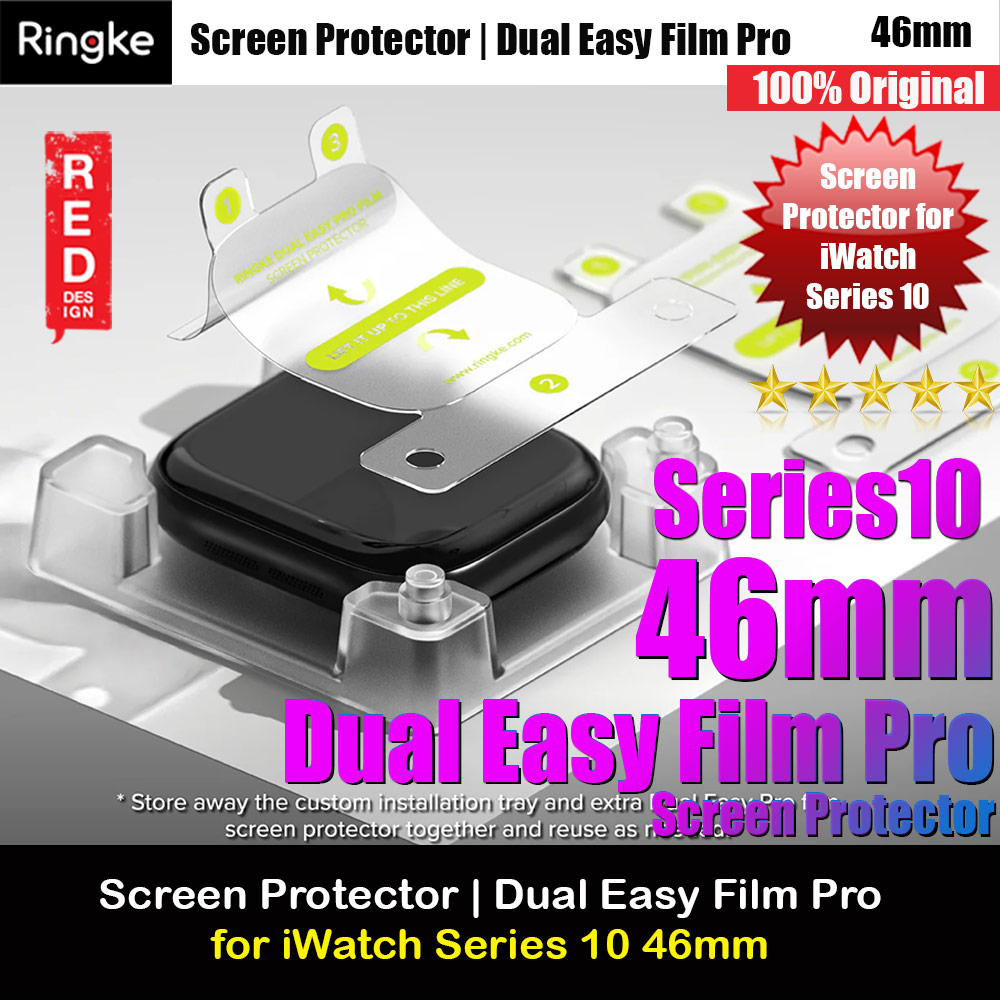 Ringke Screen Protector Dual Easy Film Pro High Quality EPU Self Healing Anti Finger Print Soft Screen Protector for Apple Watch Series 10 46mm (Clear) 2pcs