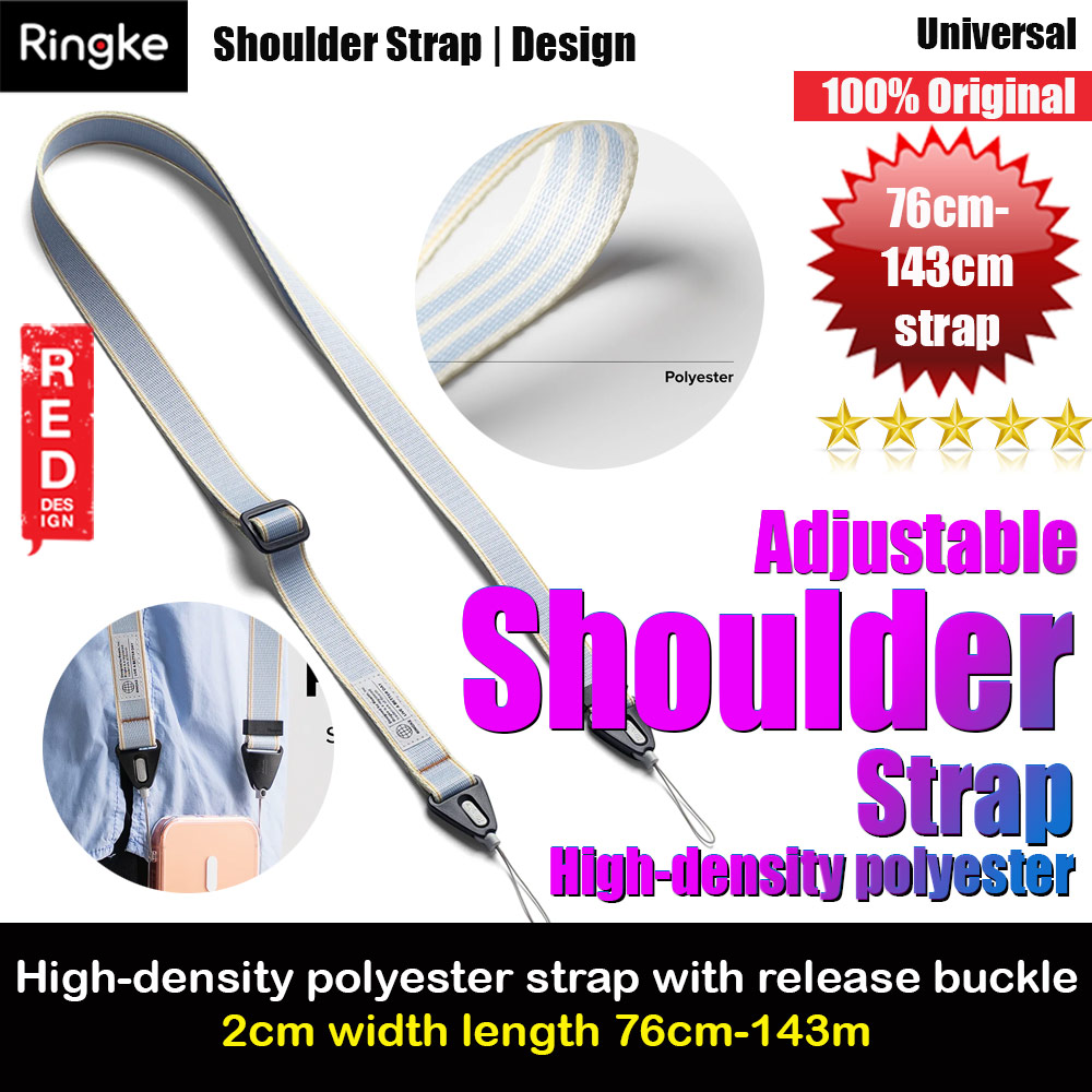 Ringke High density polyester Shoulder Strap for Perfect for daily use traveling hiking smartphone Portable Handheld Fan Strap (Stripe Blue)