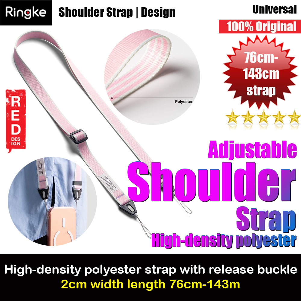 Ringke High density polyester Shoulder Strap for Perfect for daily use traveling hiking smartphone Portable Handheld Fan Strap (Stripe Pink)