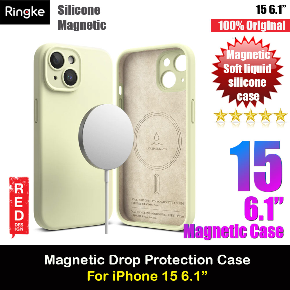 Ringke Silicone Magnetic Drop Protection Case for Apple iPhone 15 6.1 (Sunny Lime)