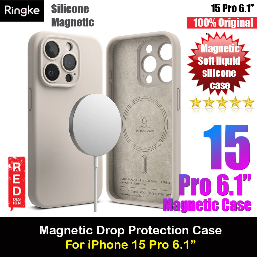 Ringke Silicone Magnetic Drop Protection Case for Apple iPhone 15 Pro 6.1 (Stone)