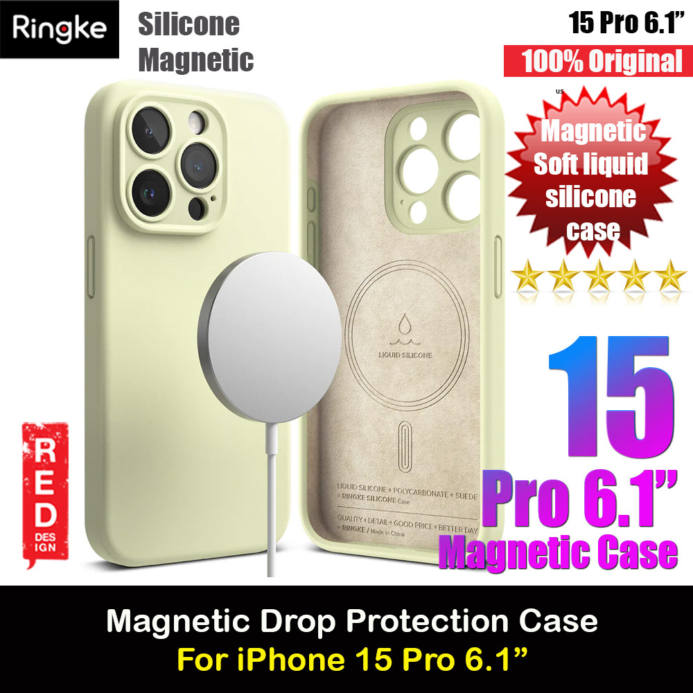 Ringke Silicone Magnetic Drop Protection Case for Apple iPhone 15 Pro 6.1 (Sunny Lime)