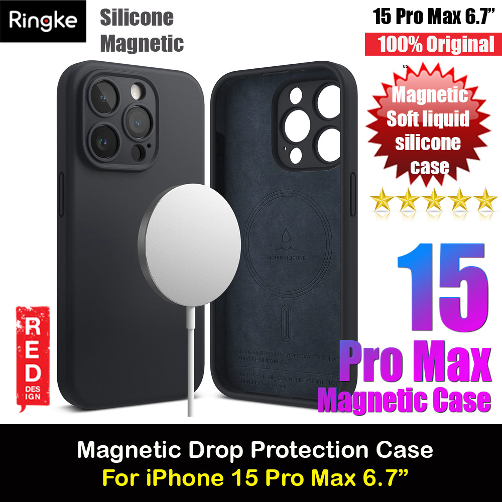 Ringke Silicone Magnetic Drop Protection Case for Apple iPhone 15 Pro Max 6.7 (Deep Blue)