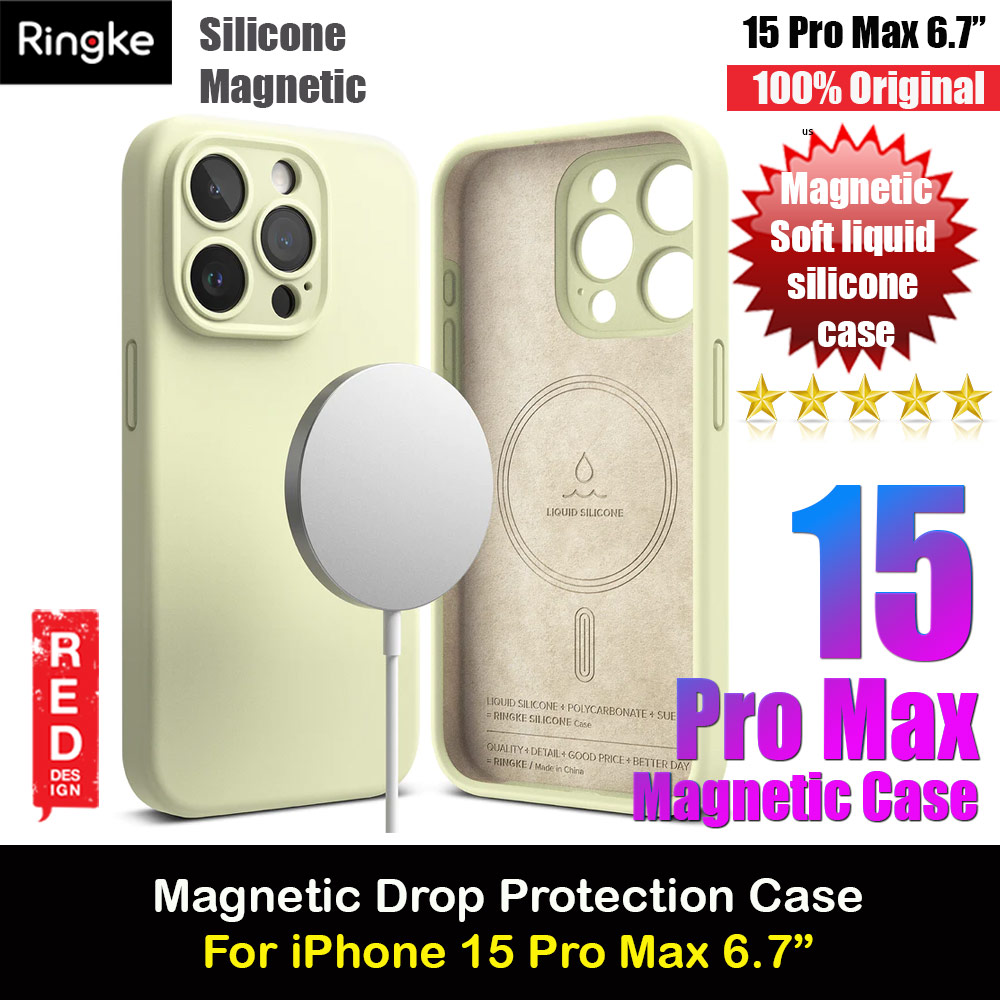 Ringke Silicone Magnetic Drop Protection Case for Apple iPhone 15 Pro Max 6.7 (Sunny Lime)