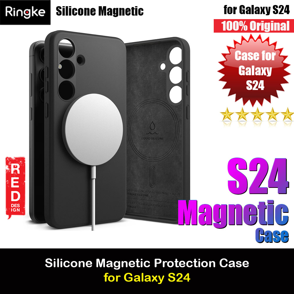 Ringke Soft Liquid Silicone Case with Magnetic Ring Protection Case for Samsung Galaxy S24 (Black)