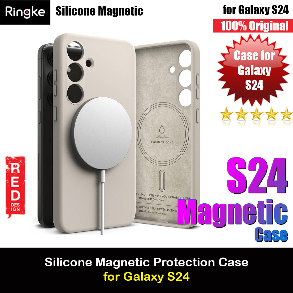 Ringke Soft Liquid Silicone Case with Magnetic Ring Protection Case for Samsung Galaxy S24 (Stone)