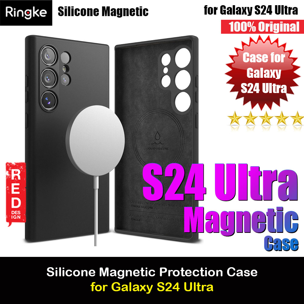 Ringke Soft Liquid Silicone Case with Magnetic Ring Protection Case for Samsung Galaxy S24 Ultra (Black)