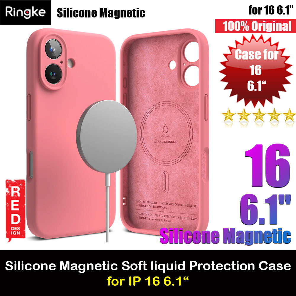 Ringke Silicone Magnetic Drop Protection Case for iPhone 16 6.1 (Pink)