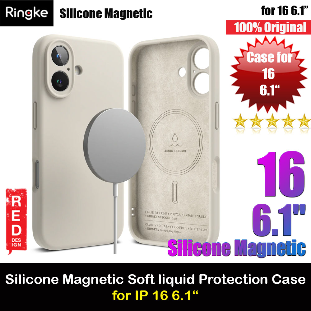 Ringke Silicone Magnetic Drop Protection Case for iPhone 16 6.1 (Stone)