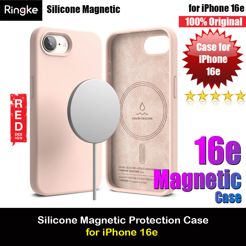 Ringke Silicone Magnetic Soft Liquid Silicone Protection Case for iPhone 16e (Pink Sand)