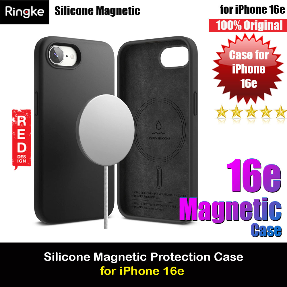 Ringke Silicone Magnetic Soft Liquid Silicone Protection Case for iPhone 16e (Black)