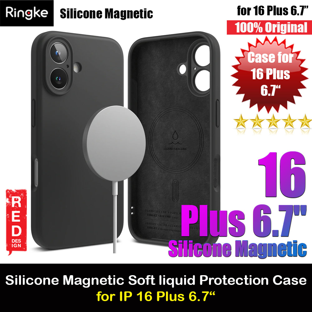 Ringke Silicone Magnetic Drop Protection Case for iPhone 16 Plus 6.7 (Black)