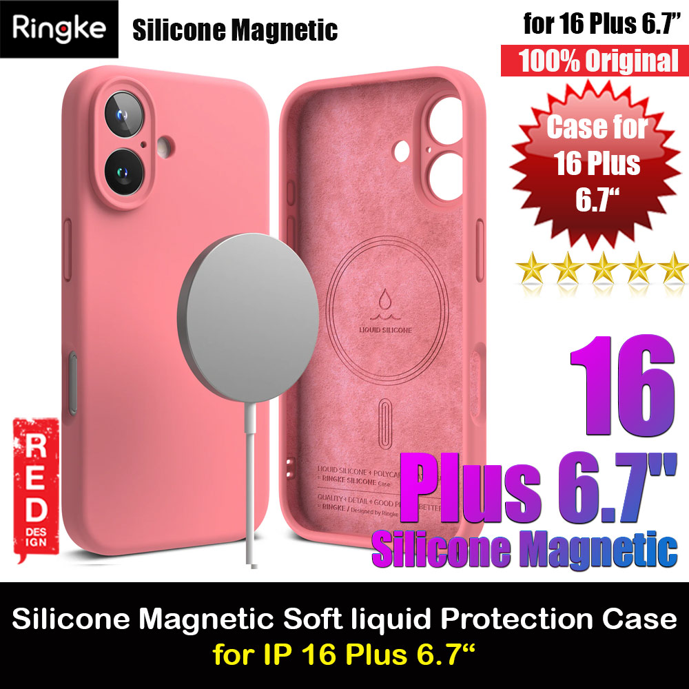 Ringke Silicone Magnetic Drop Protection Case for iPhone 16 Plus 6.7 (Pink)