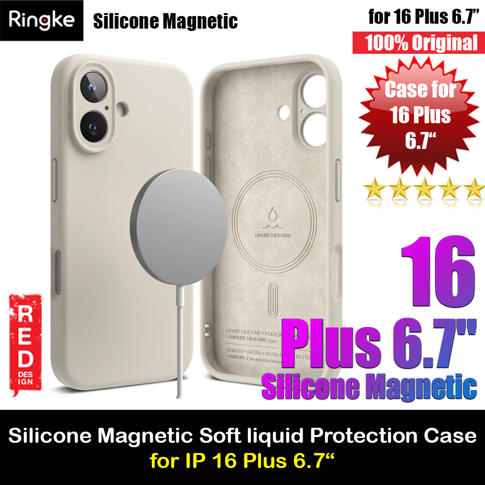 Ringke Silicone Magnetic Drop Protection Case for iPhone 16 Plus 6.7 (Stone)