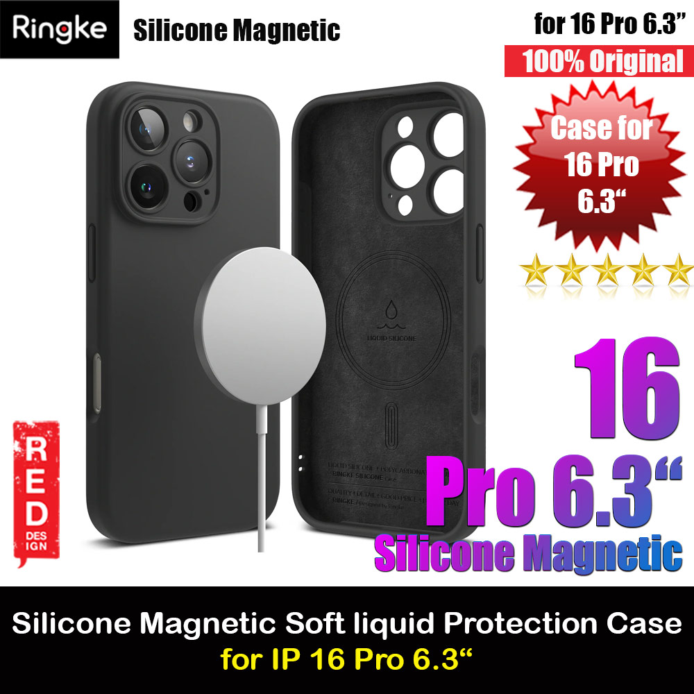 Ringke Silicone Magnetic Drop Protection Case for iPhone 16 Pro 6.3 (Black)