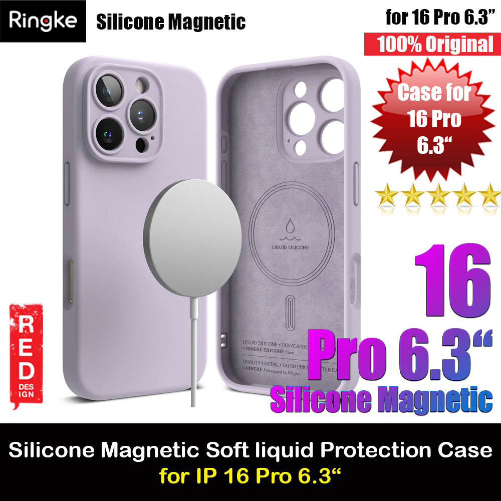 Ringke Silicone Magnetic Drop Protection Case for iPhone 16 Pro 6.3 (Light Purple)