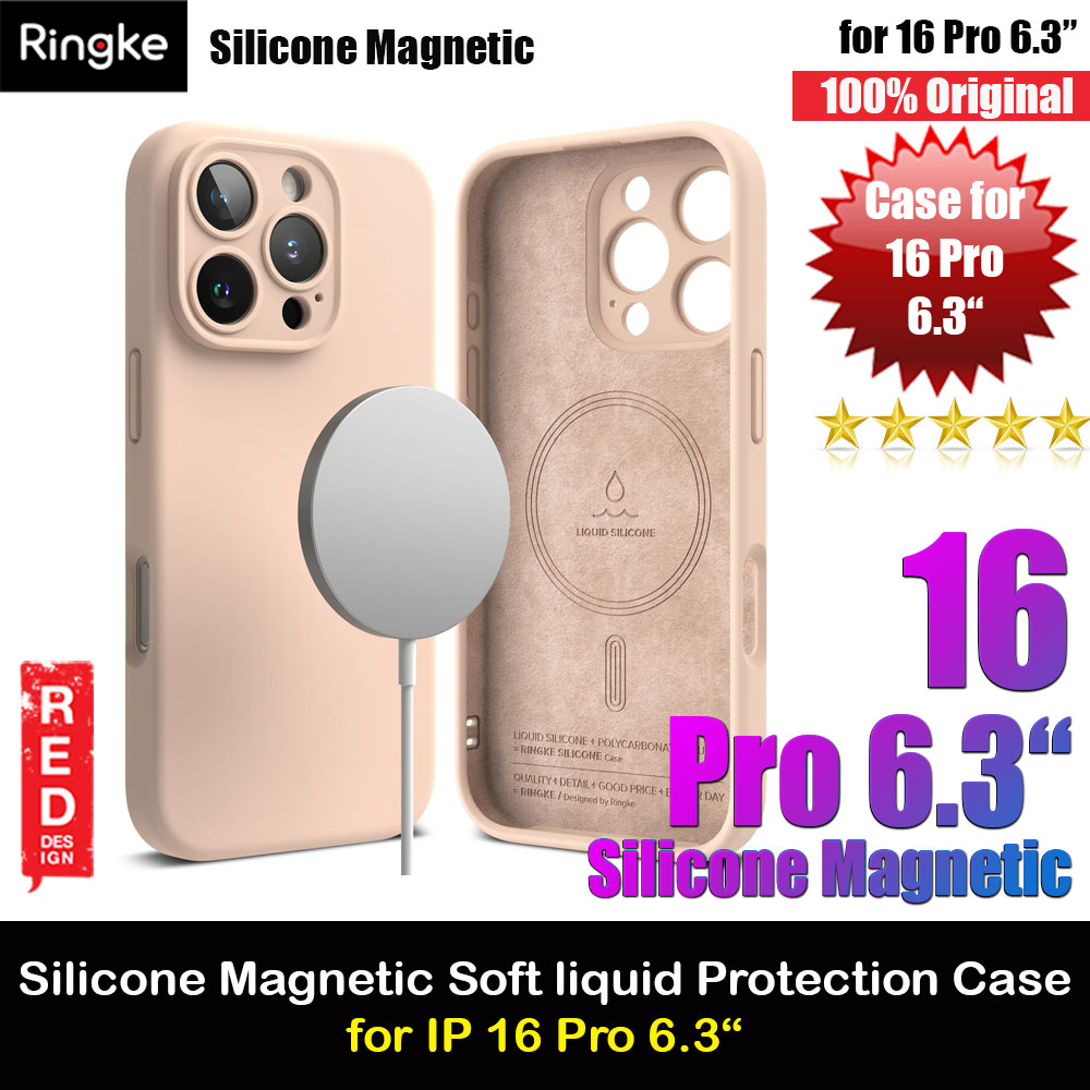 Ringke Silicone Magnetic Drop Protection Case for iPhone 16 Pro 6.3 (Pink Sand)
