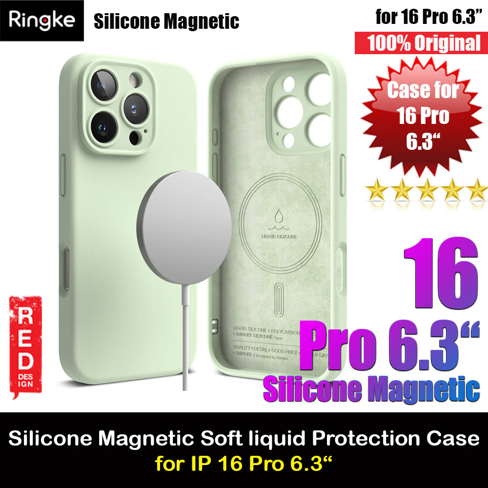 Ringke Silicone Magnetic Drop Protection Case for iPhone 16 Pro 6.3 (Soft Mint)