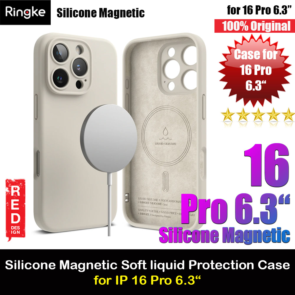 Ringke Silicone Magnetic Drop Protection Case for iPhone 16 Pro 6.3 (Stone)