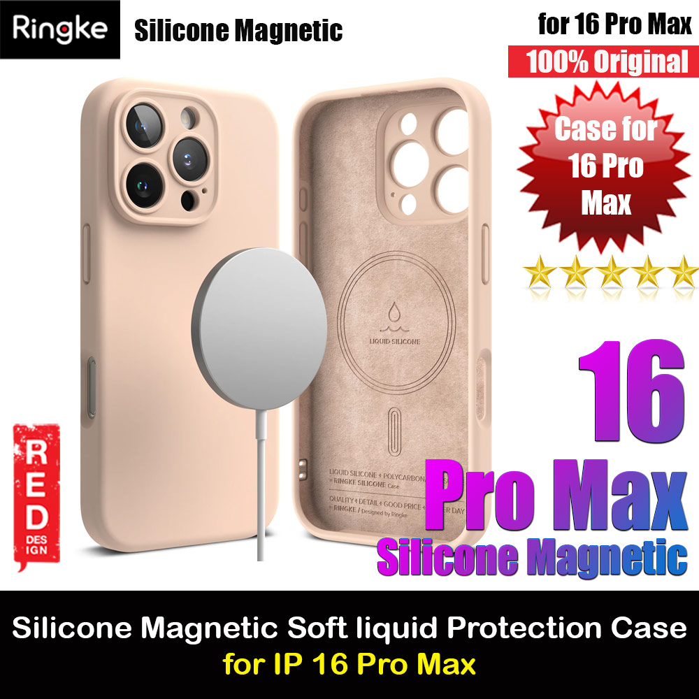 Ringke Silicone Magnetic Drop Protection Case for iPhone 16 Pro Max 6.9 (Pink Sand)