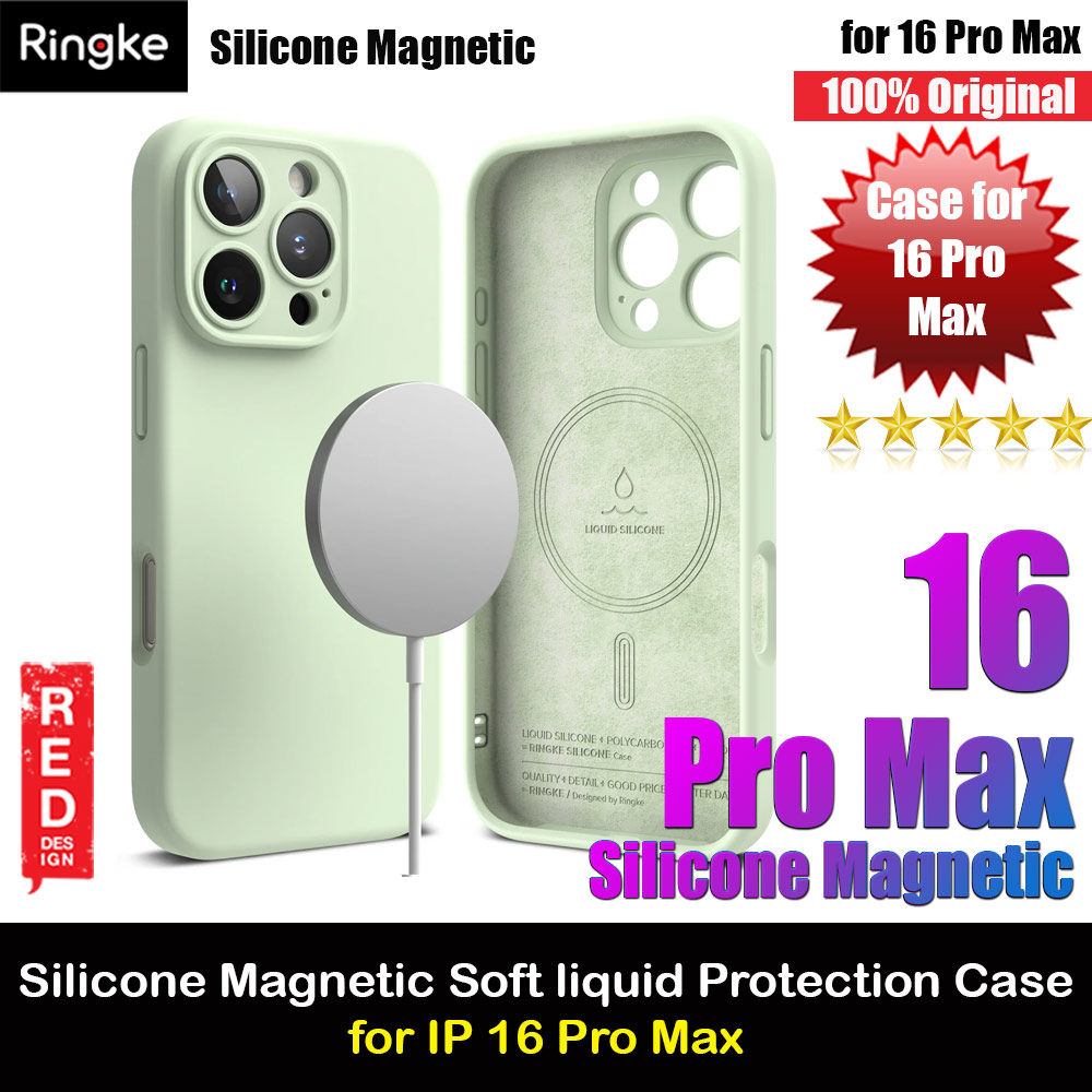 Ringke Silicone Magnetic Drop Protection Case for iPhone 16 Pro Max 6.9 (Soft Mint)