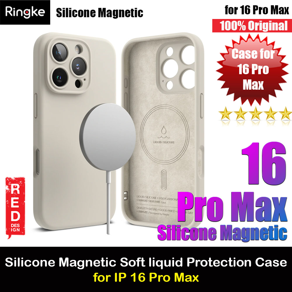 Ringke Silicone Magnetic Drop Protection Case for iPhone 16 Pro Max 6.9 (Stone)