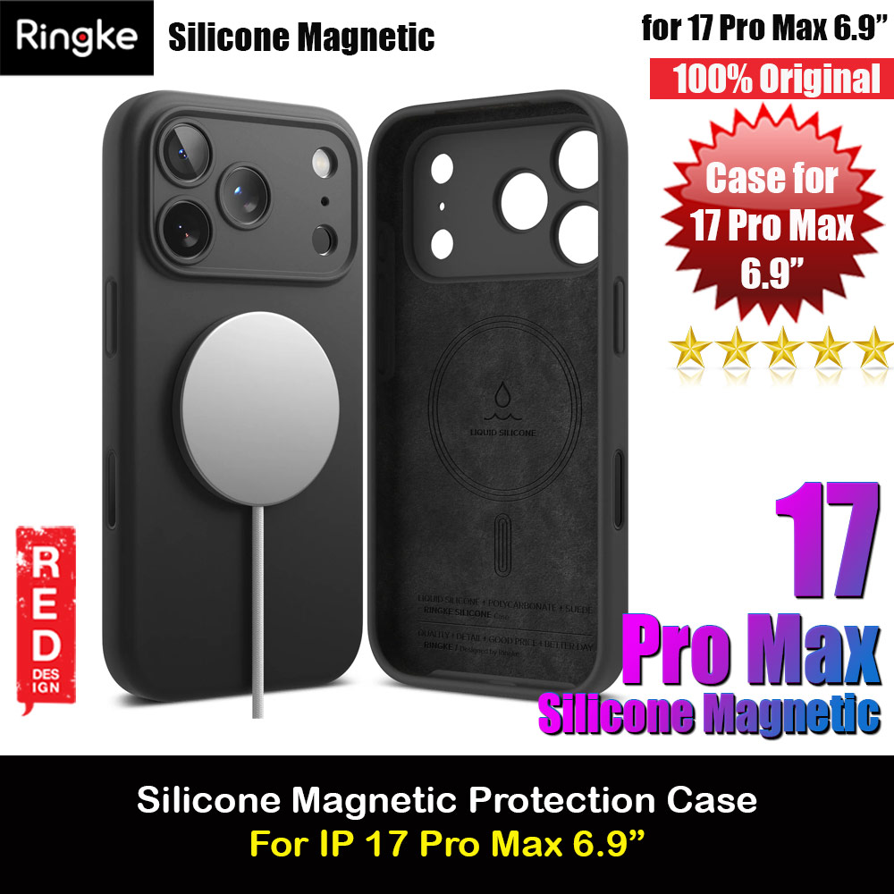 Ringke Silicone Magnetic Soft Liquid Silicone Drop Protection Case with Camera Control Button for iPhone 17 Pro Max 6.9 (Black)