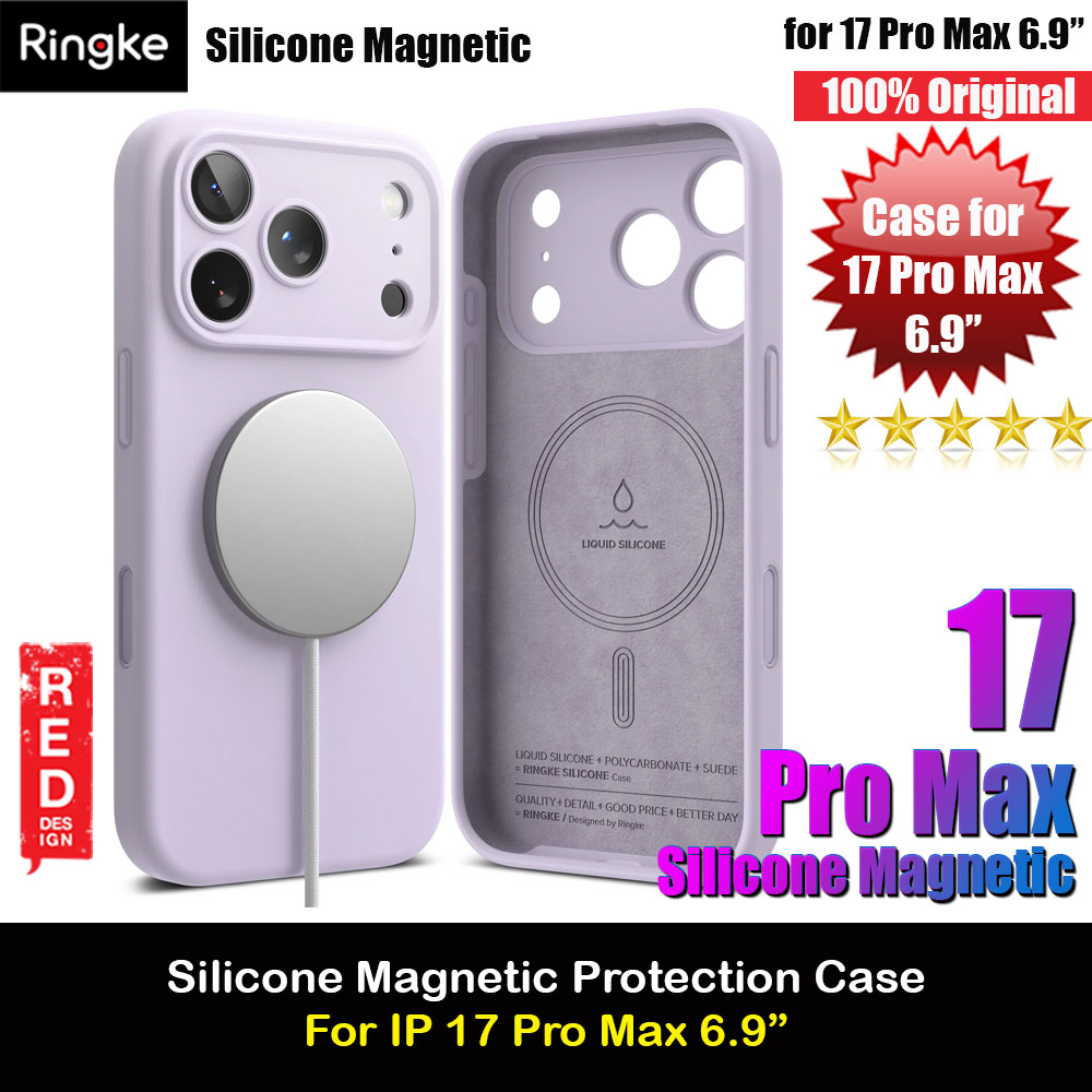 Ringke Silicone Magnetic Soft Liquid Silicone Drop Protection Case with Camera Control Button for iPhone 17 Pro Max 6.9 (Light Purrple)